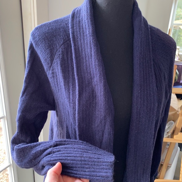 Gap open front long cardigan size M in navy blue - Picture 3 of 6